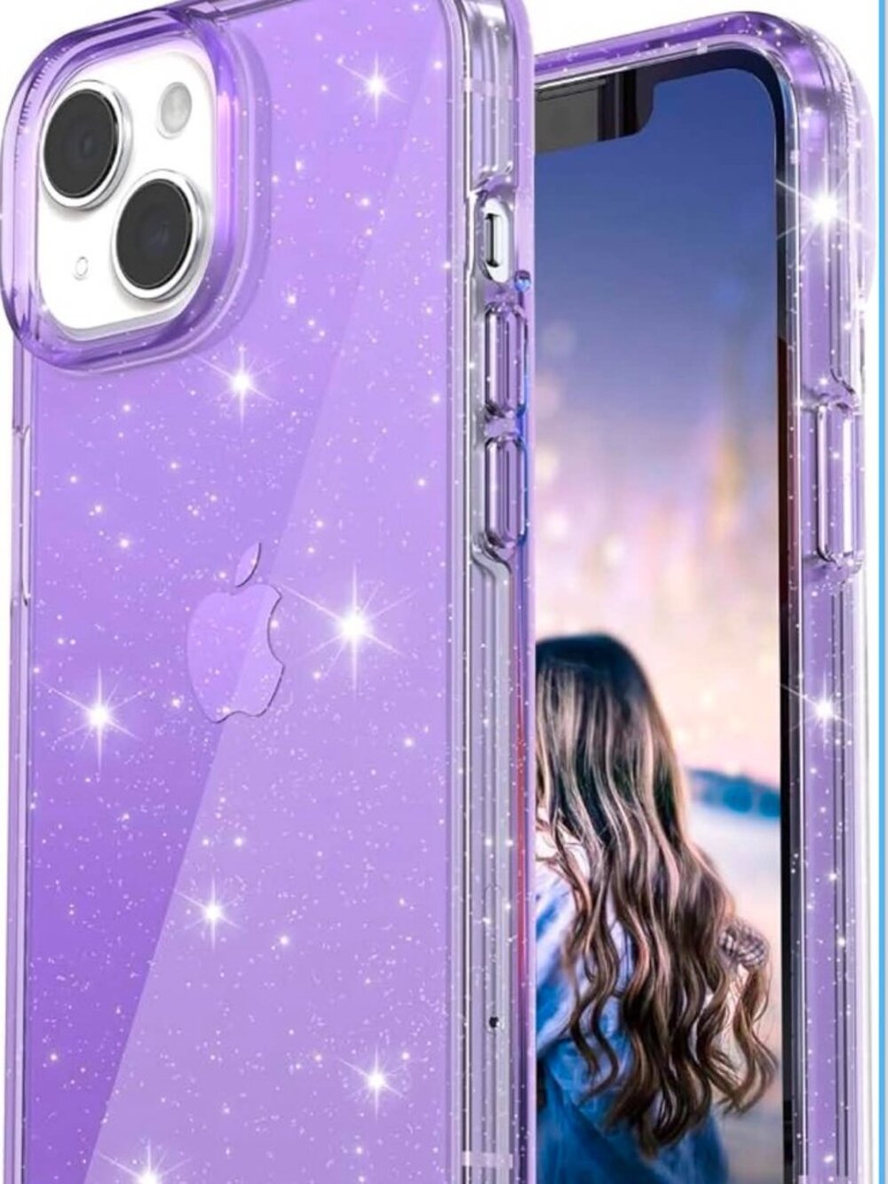 Brand New iPhone 14/15 Plus Purple Glitter Protective Case
